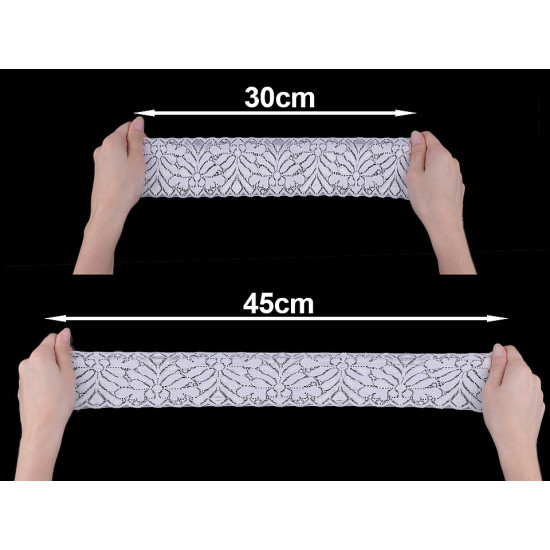 Elastic lace trim width 80 mm - Black (1 Meter) Elastic lace trim width 80 mm - Black (1 Meter)