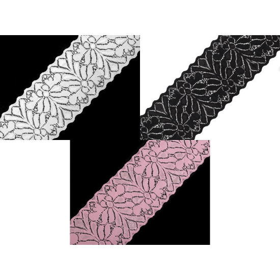 Elastic lace trim width 80 mm - Black (1 Meter) Elastic lace trim width 80 mm - Black (1 Meter)