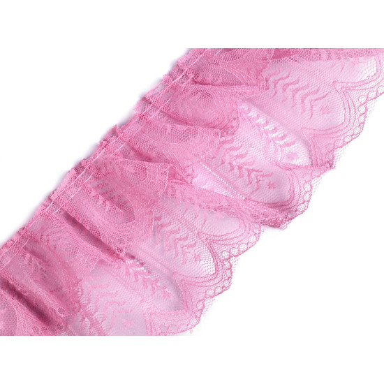Pleated lace trim width 85 mm - White (1 Meter) Pleated lace trim width 85 mm - White (1 Meter)