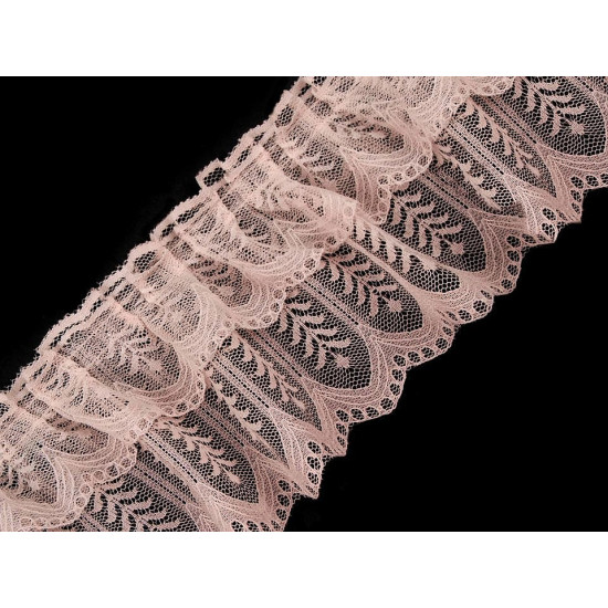 Pleated lace trim width 85 mm - White (1 Meter) Pleated lace trim width 85 mm - White (1 Meter)