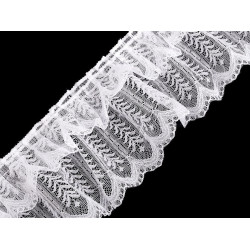 Pleated lace trim width 85 mm - White (1 Meter)