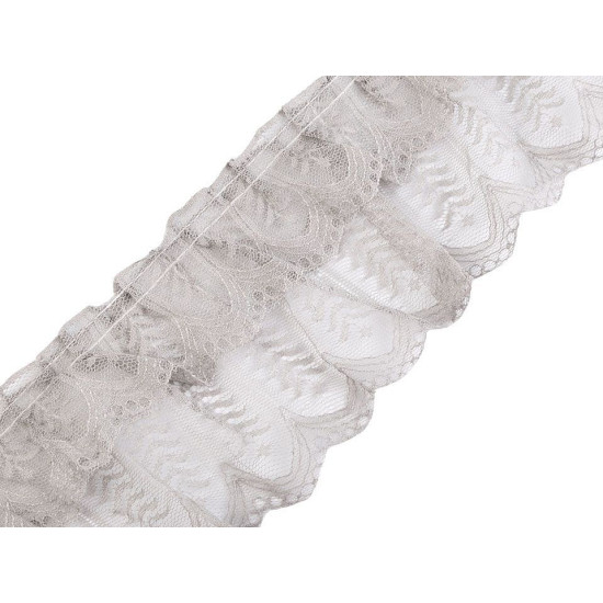 Pleated lace trim width 85 mm - White (1 Meter) Pleated lace trim width 85 mm - White (1 Meter)
