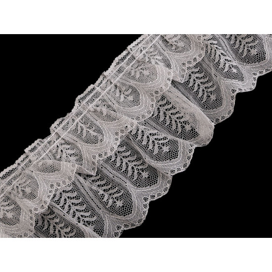 Pleated lace trim width 85 mm - White (1 Meter) Pleated lace trim width 85 mm - White (1 Meter)