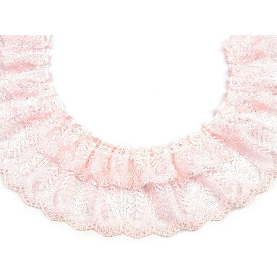 Pleated lace trim width 85 mm - White (1 Meter) Pleated lace trim width 85 mm - White (1 Meter)