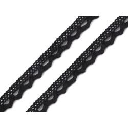 Koronka bawełniana szerokość 11 mm klockowa - Czarny (1 Metr)