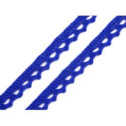 Koronka bawełniana szerokość 11 mm klockowa - Niebieski królewski (1 Metr)