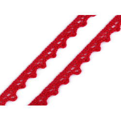 Koronka bawełniana szerokość 11 mm klockowa - Czerwony (1 Metr)