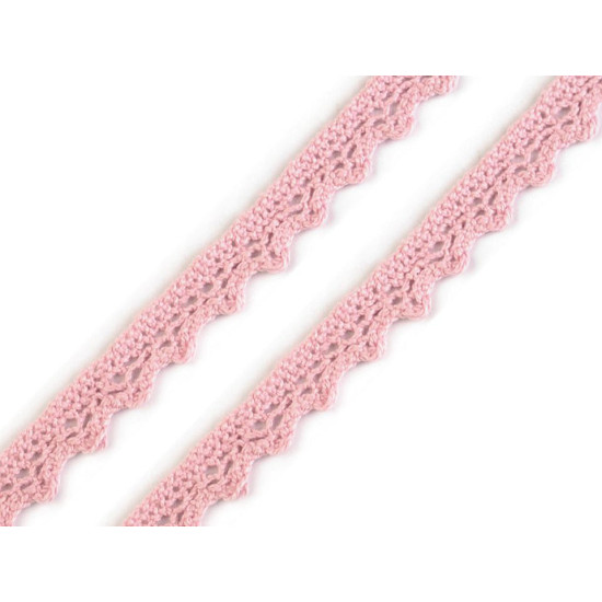 Bobina di pizzo in cotone, larghezza: 11 mm - Rosso (1 Metro) Bobina di pizzo in cotone, larghezza: 11 mm - Rosso (1 Metro)