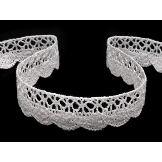 Koronka bawełniana szerokość 22 mm klockowa - White (1 Metr)