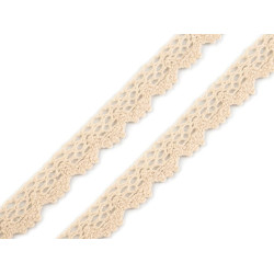 Koronka bawełniana szerokość 14 mm klockowa - Jasnybeżowy (1 Metr)