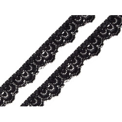 Borde de encaje elástico, ancho 16 mm - Negro (1 Metro)