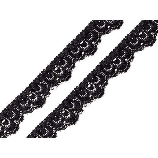 Elastic lace border width 16 mm - Black (1 Meter) Elastic lace border width 16 mm - Black (1 Meter)