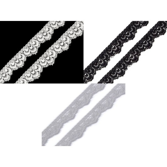 Elastic lace border width 16 mm - Black (1 Meter) Elastic lace border width 16 mm - Black (1 Meter)