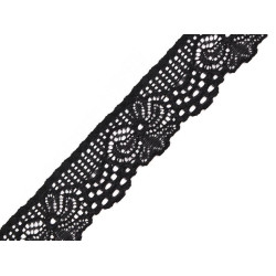 Borde de encaje elástico, ancho 30 mm - Negro (1 Metro)