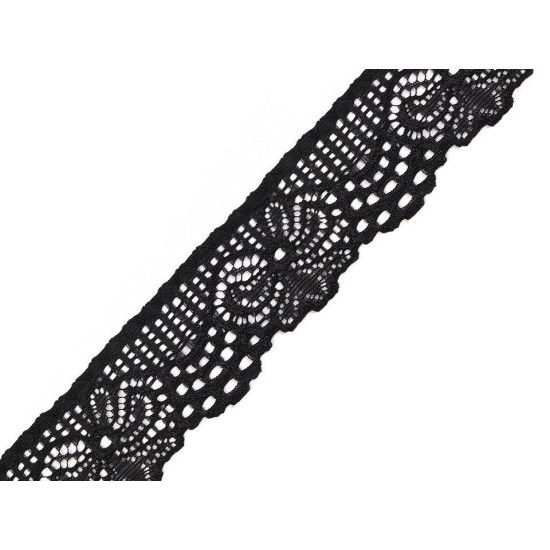 Elastic lace border width 30 mm - Black (1 Meter)
