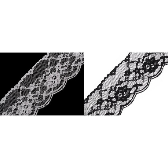 Lace trim width 50 mm - White (1 Meter) Lace trim width 50 mm - White (1 Meter)