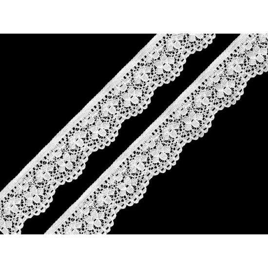 Elastic lace border width 25 mm - White (1 Meter)