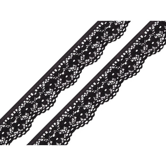 Elastic lace border width 25 mm - White (1 Meter)