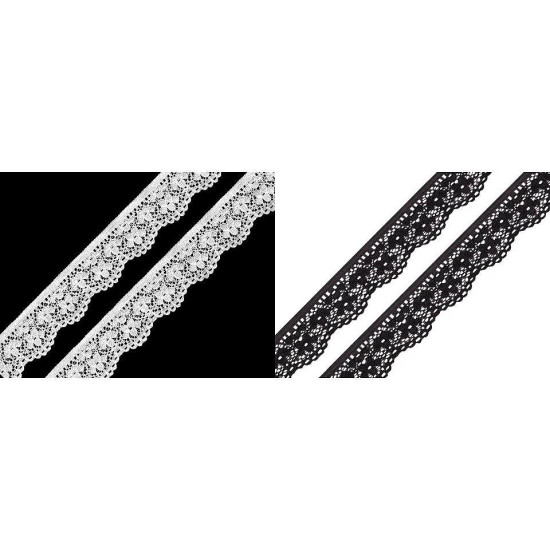Elastic lace border width 25 mm - White (1 Meter)