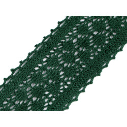 Koronka bawełniana szerokość 60 mm klockowa - Zielony ciemny (1 Metr)
