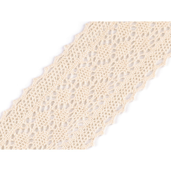 Cotton bobbin lace trim / insert, width 60 mm - Black (1 Meter) Cotton bobbin lace trim / insert, width 60 mm - Black (1 Meter)