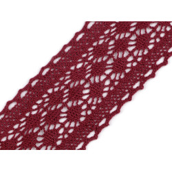 Koronka bawełniana szerokość 60 mm klockowa - Bordo (1 Metr)