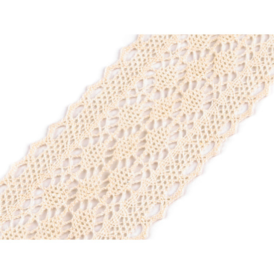 Cotton bobbin lace trim / insert, width 60 mm - Black (1 Meter) Cotton bobbin lace trim / insert, width 60 mm - Black (1 Meter)
