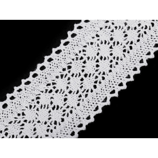 Cotton bobbin lace trim / insert, width 60 mm - Black (1 Meter) Cotton bobbin lace trim / insert, width 60 mm - Black (1 Meter)