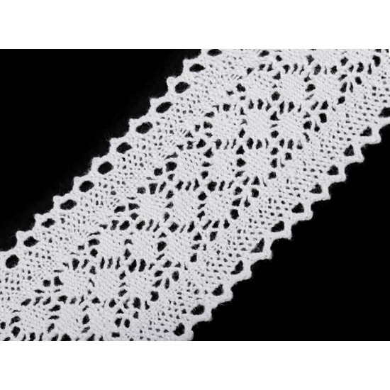 Cotton bobbin lace trim / insert, width 60 mm - Black (1 Meter) Cotton bobbin lace trim / insert, width 60 mm - Black (1 Meter)