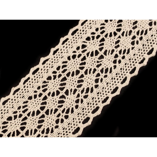 Cotton bobbin lace trim / insert, width 60 mm - Black (1 Meter) Cotton bobbin lace trim / insert, width 60 mm - Black (1 Meter)