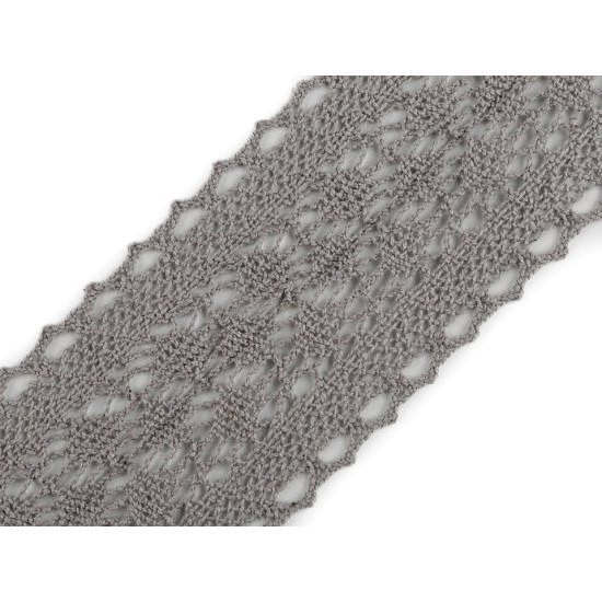 Cotton bobbin lace trim / insert, width 60 mm - Black (1 Meter) Cotton bobbin lace trim / insert, width 60 mm - Black (1 Meter)