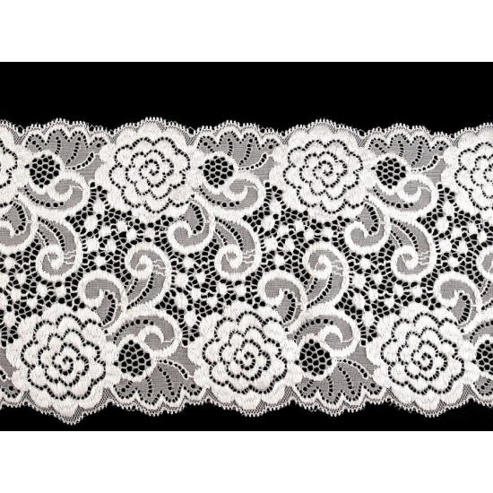 Elastic lace trim width 15 cm - White (1 Meter) Elastic lace trim width 15 cm - White (1 Meter)