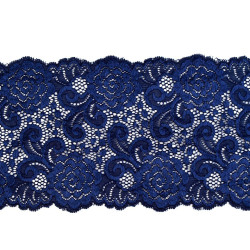 Elastic lace trim width 15 cm - Blue dark (1 Meter)