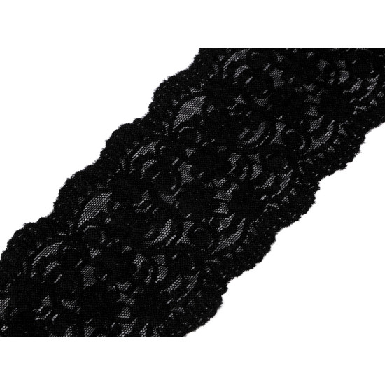 Elastic lace trim width 10 cm - Black (1 Meter) Elastic lace trim width 10 cm - Black (1 Meter)