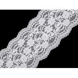Elastic lace trim width 10 cm - Off white (1 Meter)