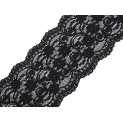 Elastic lace trim width 10 cm - Black (1 Meter)