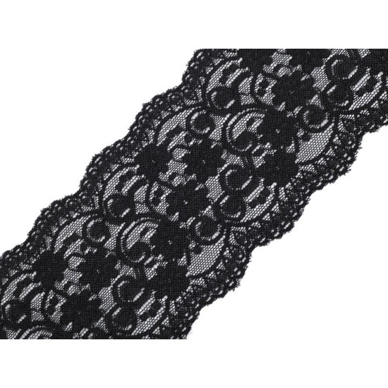 Elastic lace trim width 10 cm - Black (1 Meter) Elastic lace trim width 10 cm - Black (1 Meter)