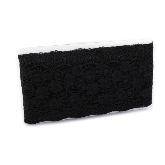 Elastic lace trim width 10 cm - Black (1 Meter) Elastic lace trim width 10 cm - Black (1 Meter)