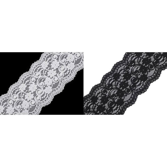 Elastic lace trim width 10 cm - Black (1 Meter) Elastic lace trim width 10 cm - Black (1 Meter)