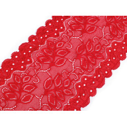 Elasztikus csipke / betét / futó szélessége 16 cm - Piros (1 Méter)