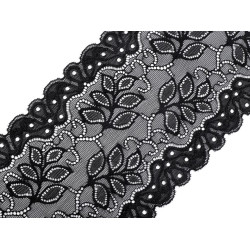Elasztikus csipke / betét / futó szélessége 16 cm - Fekete (1 Méter)