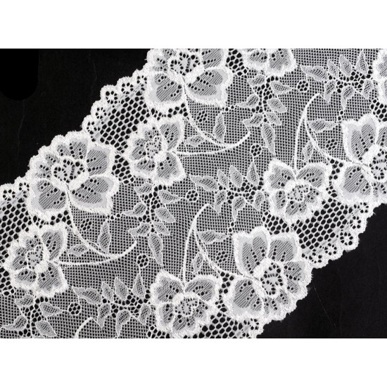 Koronka elastyczna / wstawka / bieżnik szerokość 18,5 cm - White (1 Metr) Koronka elastyczna / wstawka / bieżnik szerokość 18,5 cm - White (1 Metr)