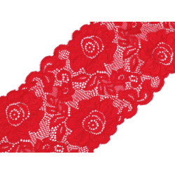 Elasztikus csipke / betét / futó szélessége 14 cm - Piros (1 Méter)