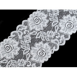 Elasztikus csipke / betét / futó szélessége 14 cm - Fehér (1 Méter)