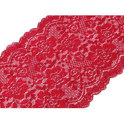Elastic lace trim width 18 cm - Dark red (1 Meter)