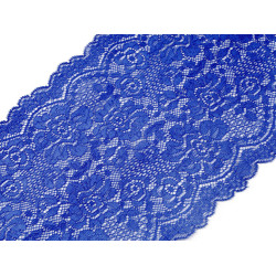 Elastic lace trim width 18 cm - King blue (1 Meter)