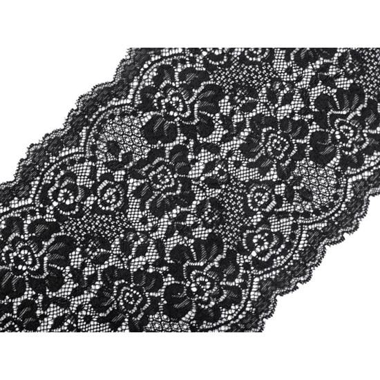 Elastic lace trim width 18 cm - Dark red (1 Meter)