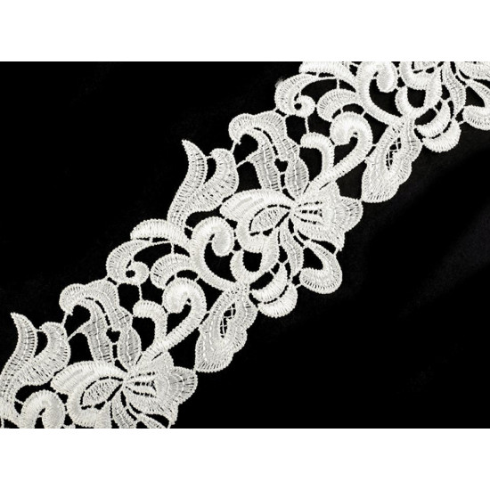Embroidered lace trim width 70-75 mm - Cream lightest (1 Meter) Embroidered lace trim width 70-75 mm - Cream lightest (1 Meter)
