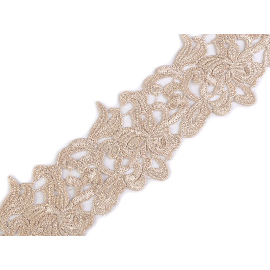 Embroidered lace trim width 70-75 mm - Cream lightest (1 Meter) Embroidered lace trim width 70-75 mm - Cream lightest (1 Meter)
