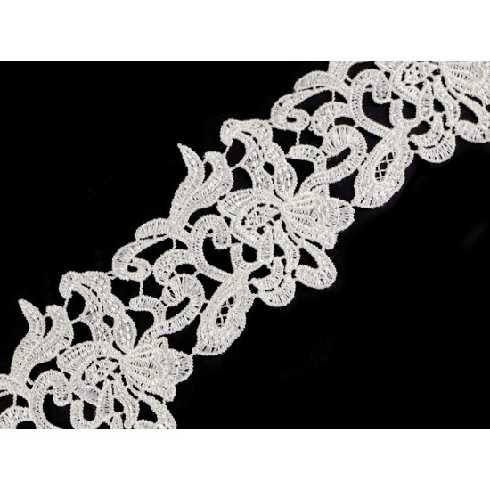 Embroidered lace trim width 70-75 mm - Cream lightest (1 Meter) Embroidered lace trim width 70-75 mm - Cream lightest (1 Meter)